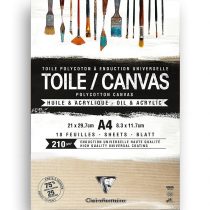   Festővászon tömb - Clairefontaine Toile Canvas Polycotton Canvas - alapozott, natúr, 210gr - A2