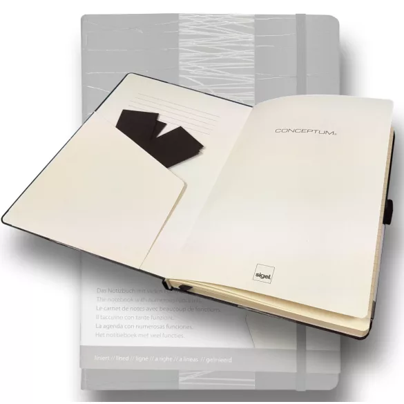 Jegyzettömb, vonalas - Sigel Notebook in bookbinding ~B/5