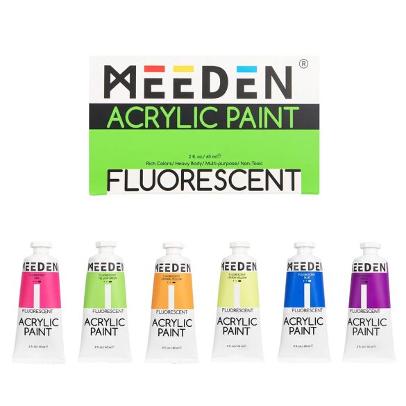 6-color Fluorescent Acrylic Paint, 60 ml tube