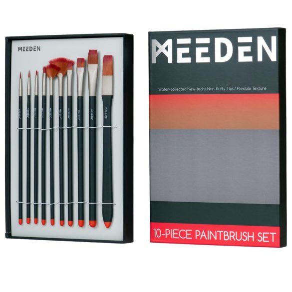 Ecsetkészlet, nagy - MEEDEN Art Paint Brushes Set, 10 PCS Long Handled 6975441367484