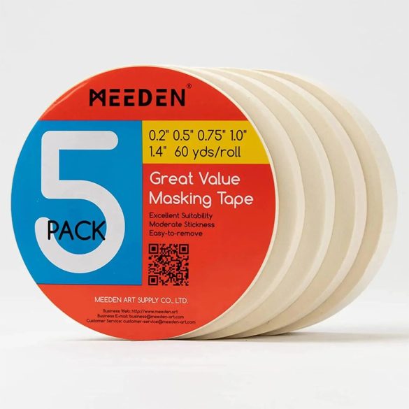 Masking Tape - MEEDEN 5 Pack Artist Tape 0.2",0.5",0.75",1.0",1.4"  (50m) Art Tape