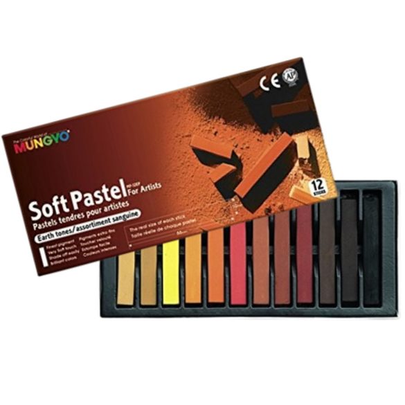 Mungyo Studio Soft Pastels for Artists, Earth Tones 12pcs - HASÁB