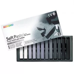   Mungyo Studio Soft Pastels for Artists, Gray Colors 12pcs - HASÁB