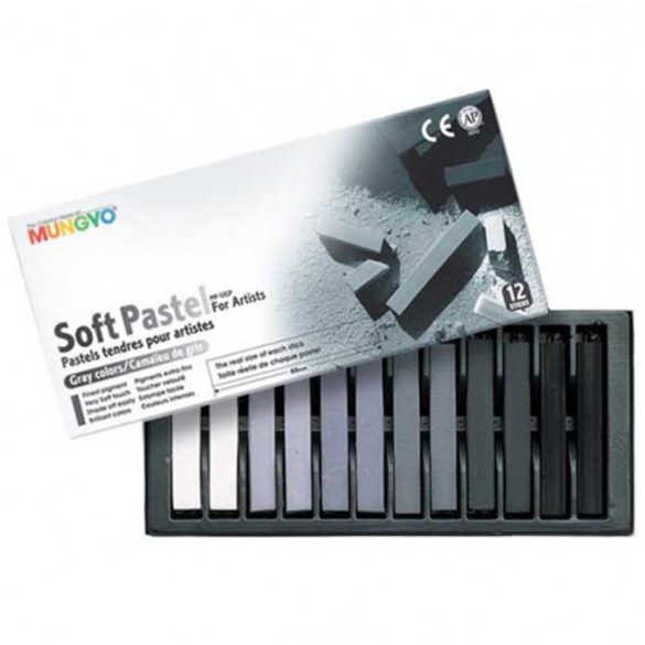 Mungyo Studio Soft Pastels for Artists, Gray Colors 12pcs - HASÁB