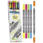   Filckészlet - ONLINE Calli Brush Double Tip Pens - 5 db-os, kétvégű, neon színek
