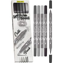  Filckészlet - ONLINE Calli Brush Double Tip Pens - 5 db-os, kétvégű, szürke színek