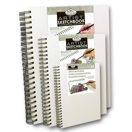 Rajz- és festőtömb - Royal & Langnickel Artist Sketchbook - fehér vászon borítású, spirál, 80 lap, 1