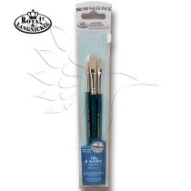   Brush Set - Oil & Acrylics BRISTLE FLAT Set 9106 - 3 pcs  with free brush pouch