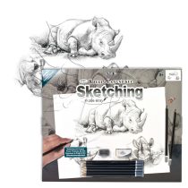   Rajzkészlet, nagy, előrenyomott vázlattal - Sketching Made Easy Large - Rhinos