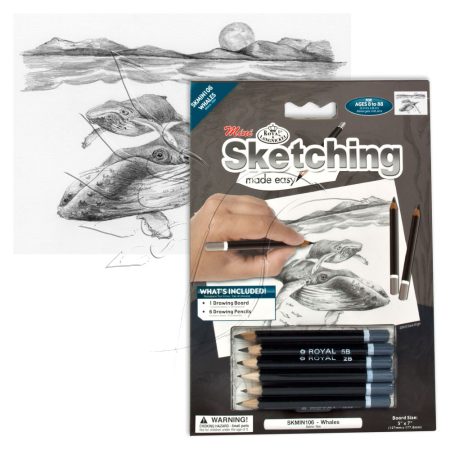 Rajzkészlet előrenyomott vázlattal - Sketching Made Easy Mini A/5 - Whales