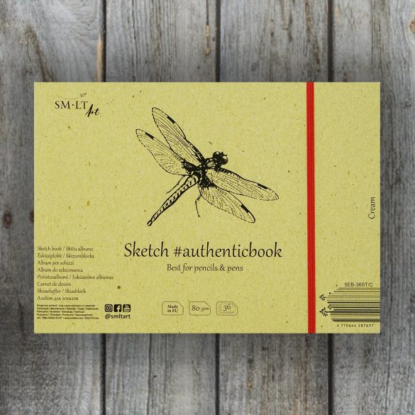 Vázlattömb - SMLT Sketch authenticbook Line Stitched, Cream, 80gr, 36 lap, 17,6x24,5cm