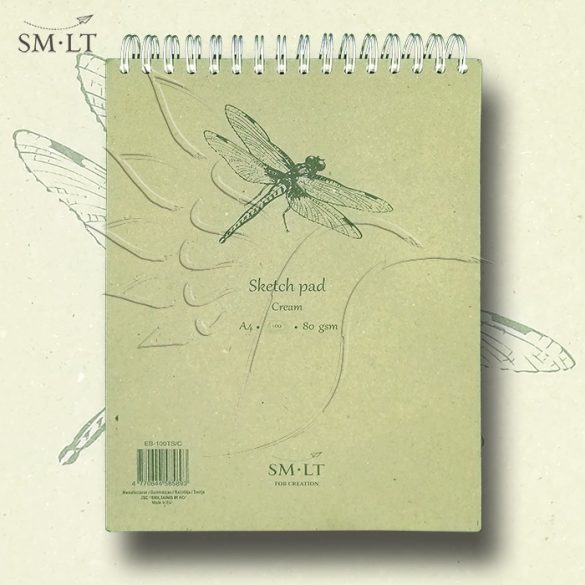 Vázlattömb - SMLT Sketch Pad, Perforated with Double Spiral, Cream 80gr, 100 sheets