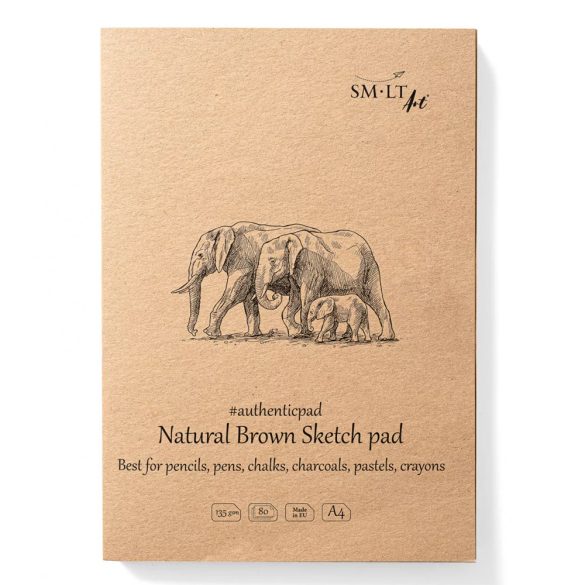 Vázlattömb - SMLT Sketch authenticbook - Natural Brown 80 lap, A4 ragasztott