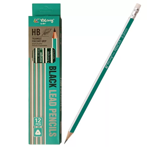 Yalong To Go Triangle Graphite Pencil with Eraser Tip 12pcs -  Turquoise Green