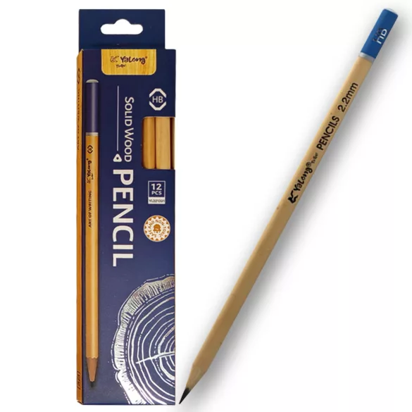 Yalong To Go Triangle Graphite Pencil 12pcs - Natural/Blue