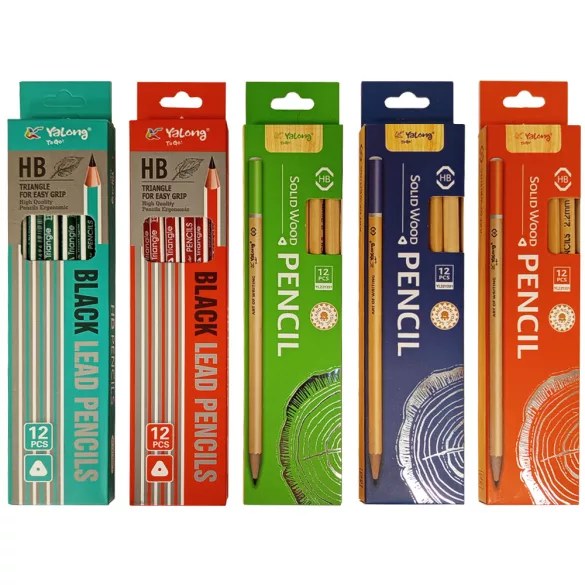 Yalong To Go Triangle Graphite Pencil 12pcs - Natural/Blue