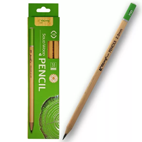 Yalong To Go Triangle Graphite Pencil 12pcs - Natural/Green