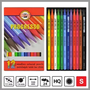 Koh-i-noor PROGRESSO Woodless Colured Pencils Stick Set - 12