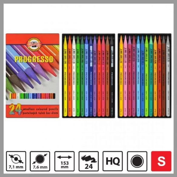 Színesrúd-készlet - Koh-i-noor PROGRESSO Woodless Colured Pencils Stick Set - 12