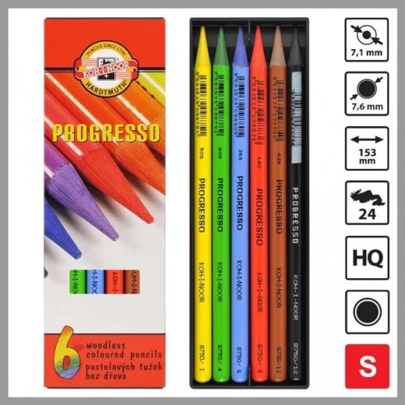 Koh-i-noor PROGRESSO Woodless Colured Pencils Stick Set - 12