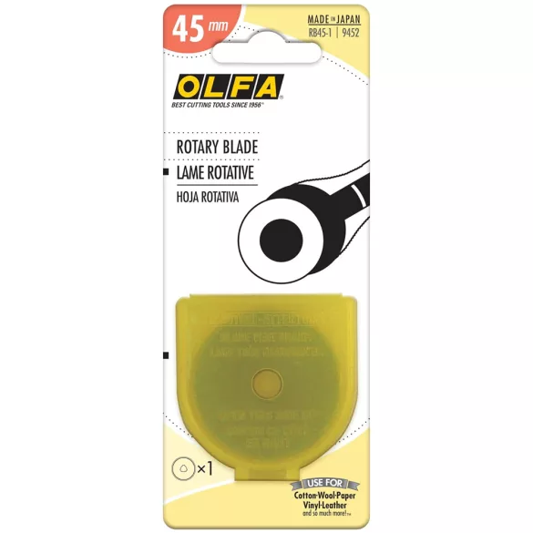 OLFA 45mm Rotary Cutter Replacement Blade, 1 Blade (RB45-1)