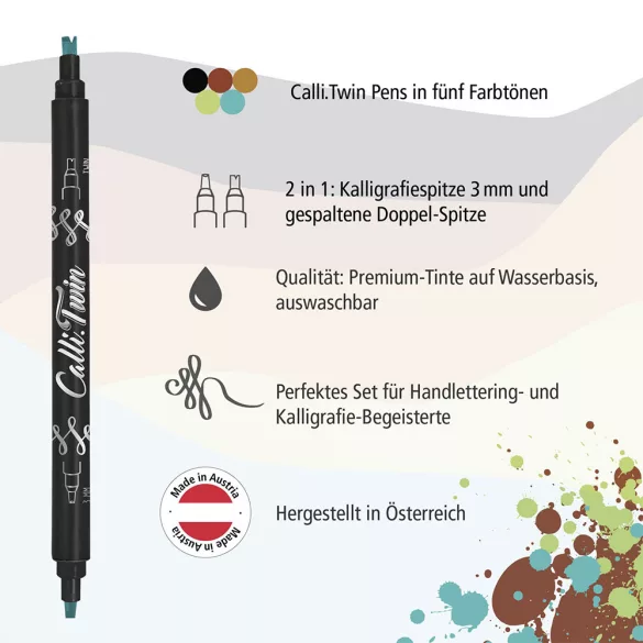 Filckészlet - Online Calli Twin Fresh szett - 5 db-os, vágott végű 3mm + ikerhegy 2mm és 1mm