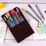 Filckészlet - ONLINE Calli Brush Double Tip Pens - 11 db-os, kétvégű, bambusz tartóban