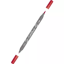   Kalligráfia toll, kétvégű marker - Online Calli.Brush Double Tip Pen Red