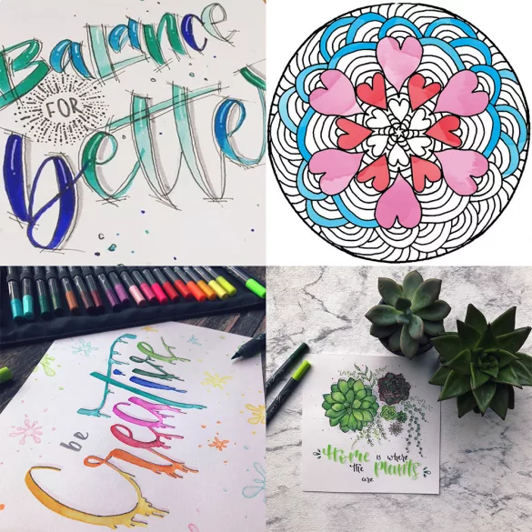 Filckészlet - ONLINE Calli Brush Double Tip Pens - 5 db-os, kétvégű, neon színek