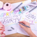 Filckészlet - ONLINE Calli Brush Double Tip Pens - 5 db-os, kétvégű, pasztel színek