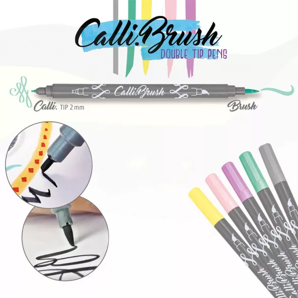 Filckészlet - ONLINE Calli Brush Double Tip Pens - 5 db-os, kétvégű, pasztel színek