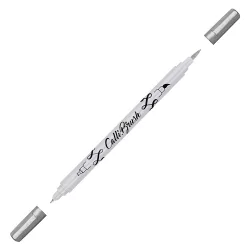   Kalligráfia toll, kétvégű marker - Online Calli.Brush Double Tip Pen Metallic Silver