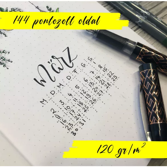 Kalligráfia tömb - ONLINE Bullet Journal Tropical leaf - pontozott A/5 -ös méret - Pontozott