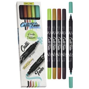 Filckészlet - ONLINE Calli Twin Double Tip Pens - 5 db-os, kétvégű, tavaszi színek