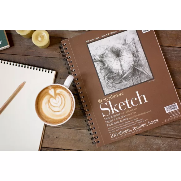Vázlattömb - Strathmore 400 Sketching Pad - Fehér, 89 gr, 100 lapos A5, spirálkötéses