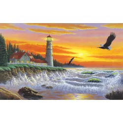   Kifestő készlet számokkal, ecsettel, felnőtteknek - 30x40 cm - Világítótorony