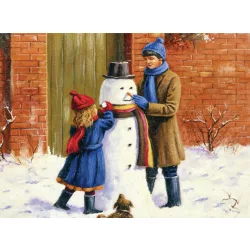   Kifestő készlet számokkal, ecsettel, felnőtteknek - 30x40 cm - Hóember