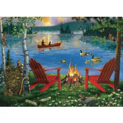   Kifestő készlet számokkal, ecsettel, felnőtteknek - 30x40 cm - Pihenő a tóparton