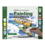 Kifestő készlet számokkal, ecsettel, felnőtteknek - 30x40 cm - Régi repülőgép