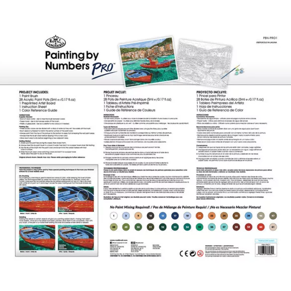 Óriási méretű kifestő készlet számokkal, ecsettel, profiknak - 51x41 cm - Tengeröböl halászhajókkal