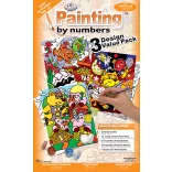 Számozott kifestő készlet kicsiknek akrilfestékkel, ecsettel - 3 kép festése egy készletben