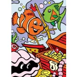 Számozott kifestő készlet kicsiknek akrilfestékkel, ecsettel - 3 kép festése egy készletben