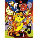 Számozott kifestő készlet kicsiknek akrilfestékkel, ecsettel - 3 kép festése egy készletben