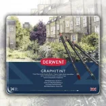 Színezett Grafitceruza készlet, elmosható - Derwent Graphitint – 24db