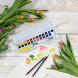 Akvarellfesték készlet Fadobozban - Derwent Academy Watercolor Wooden Box Set 20