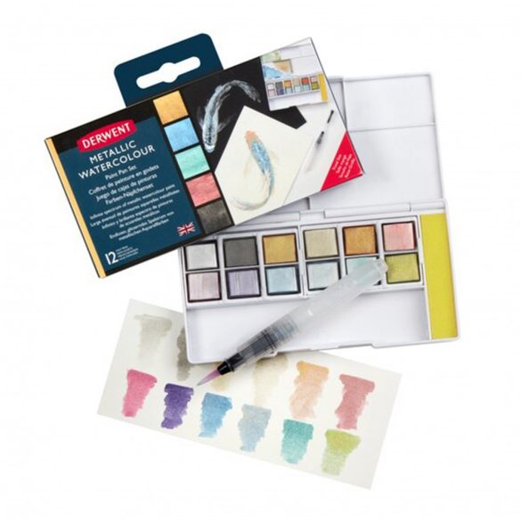 Derwent Metallic Paint Pan set (12 colours) with elements Black