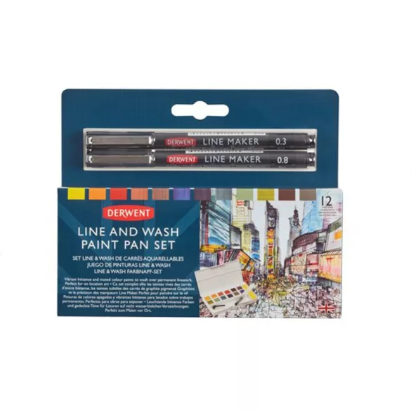 Derwent Line and Wash Paint Pan Set 12+5