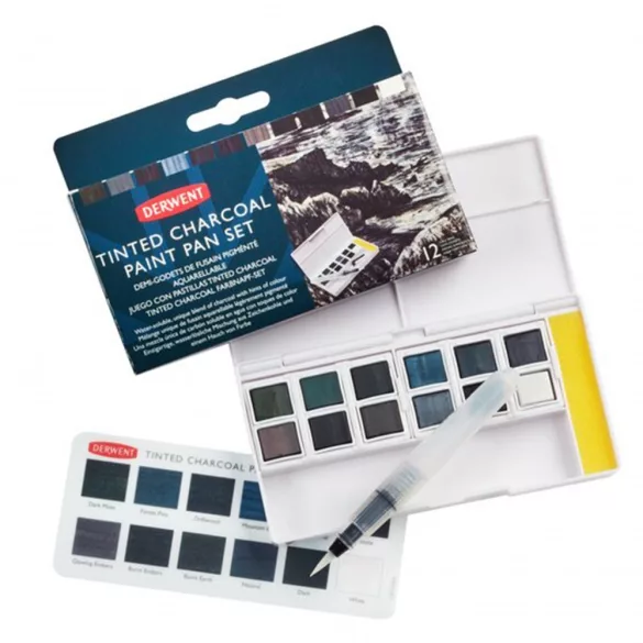 Akvarellfesték készlet - Derwent Tinted Charcoal Paint Set 12