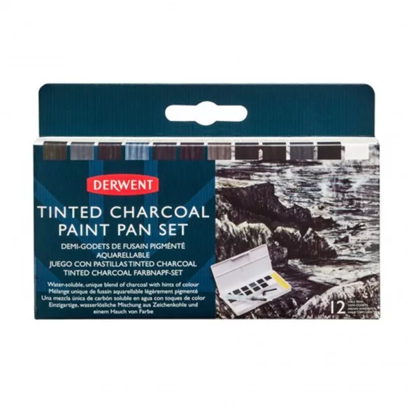 Akvarellfesték készlet - Derwent Tinted Charcoal Paint Set 12
