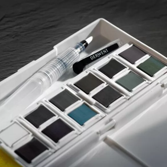 Akvarellfesték készlet - Derwent Tinted Charcoal Paint Set 12